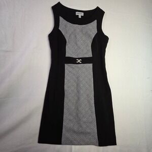 Shelby & Palmer Womens Black White Plaid Colorblock Sheath Dress Size 8 Buckle